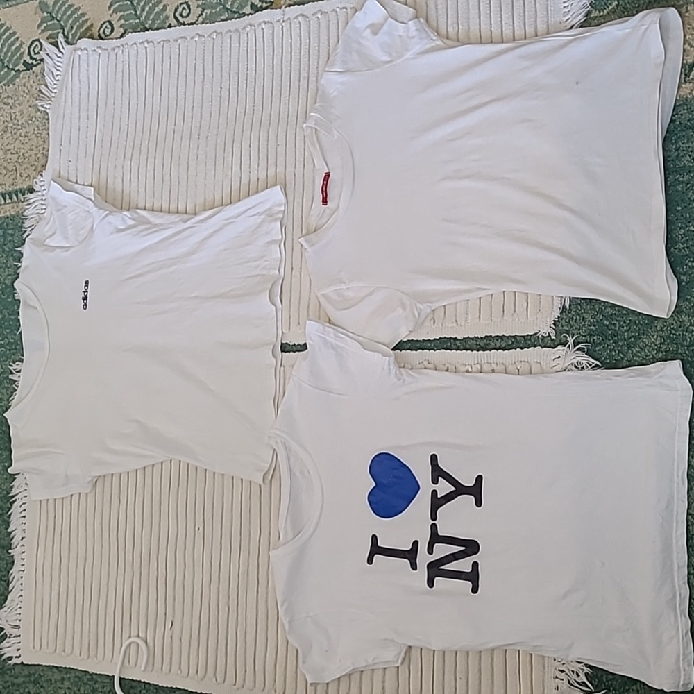 3 Vintage White T-Shirts, Adidas Michelle I Love NY, Size M